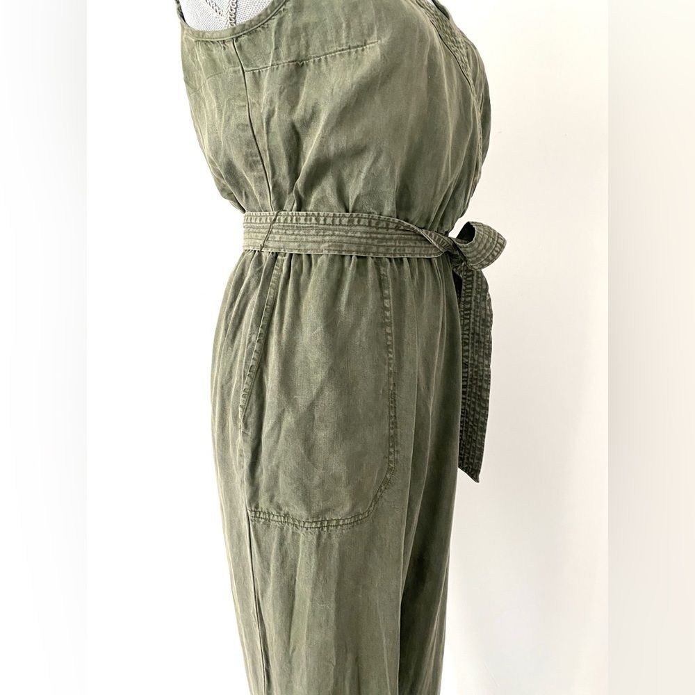 Abercrombie & Fitch Olive Green Jumpsuit Medium Belt Boho Preppy Casual Vacation - Picture 6 of 13